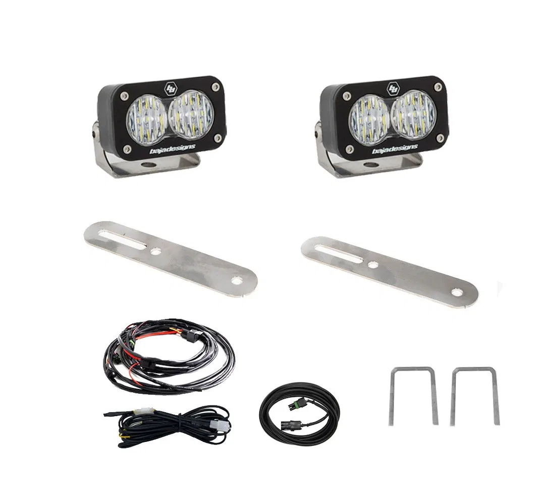 448082 – BAJA DESIGN Driving/ Fog Light, LED Bulb 2 LED Bulbs Rectangular Clear Lens Black Housing Set of 2 With Moun...